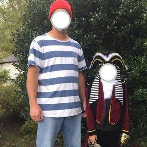 Blue & white striped t-shirt mens large